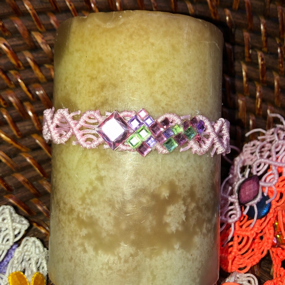 Candle decor lace wreath adjustable crystal NEW